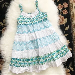 Little Hand Print Blue and White Summer Dress 6X